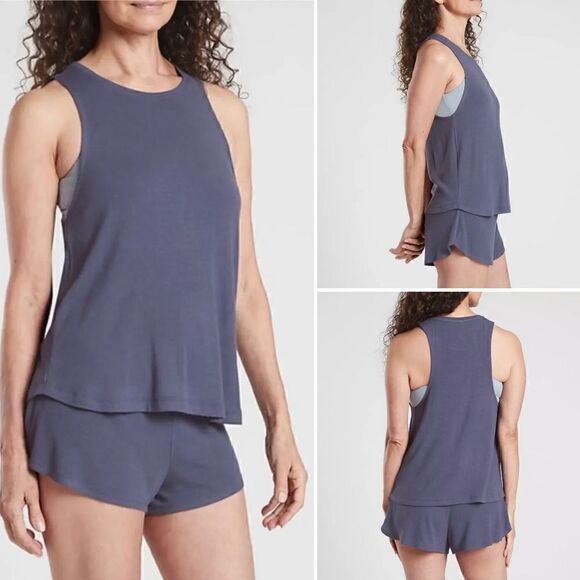 Athleta Well Rested Sleeveless Rib Sleep Tank Violet Blue Size Small NWT $44 - Picture 1 of 12
